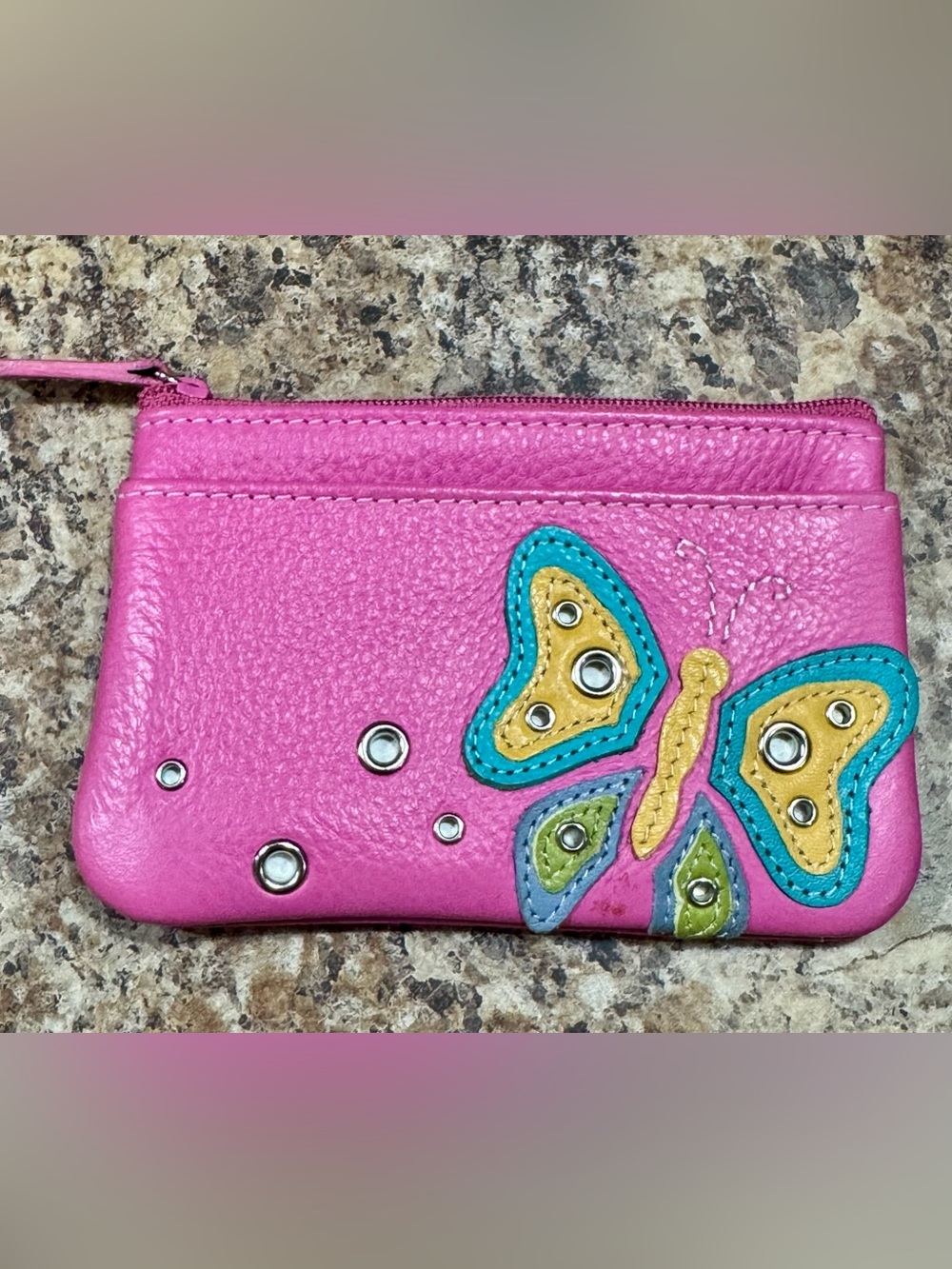 Pink Butterfly Zip Pouch